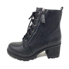 PRICES MAY VARY. model is a size 7 and a size 7 fits her perfectly. Imitation Suede / Man Made Leather Latest Fashion and Trend for Stylish, Sporty & Sexy look Womens Leather Booties, Chunky Heel Booties, Black Combat Boots, Winter Shoes For Women, Faux Leather Boots, Black Ankle Booties, Boots Fall, Ankle Bootie, Leather Lace