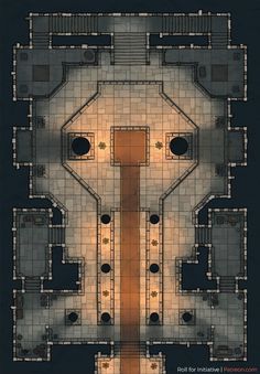 an overhead view of a floor plan for a building with stairs and lights on it