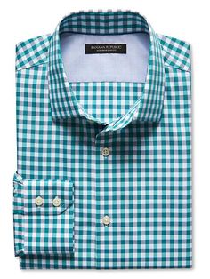 $80 BR Slim-Fit Non-Iron Teal Gingham Shirt Frugal Male Fashion, Banana Republic Men, Work Suits, Gingham Shirt, Male Fashion, Modern Outfits, Men Looks, Casual Shirts For Men, Gingham