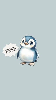 a penguin with the words free on it