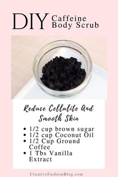 Reduce the appearance of cellulite at home with this simple and potent caffeine coffee scrub. Follow this easy DIY and compare after 14-30 days... Coffee Scrub Benefits, Body Scrub Recipes, Diy Body Scrub Recipes, Diy Scrubs, Diy Sugar Scrub, Body Scrub Recipe, Scrub Homemade, Sugar Scrub Homemade, Scrub Diy