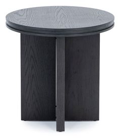 a round table with two black bases