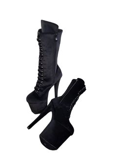 Black Plush Velvet Platform Stiletto Boots Rubber Sole. Cushioned DragPoleShoes Insole. 8inch 20cm high Heel, 4 inch Platform. 8 Lace Eyelets & hook eyelets. Lace up and inner ankle zip fastening. Calf Height, adjustable lacing width. Softer texture and wider foot instep for added comfort. Extended Tongue Tab. Message us via DM at our instagram page @dragpoleshoes if you need any assistance with purchases. For pole dancing or performance, in line with industry recommendations, we suggest you Nb Shoes, Rock Star Outfit, Black Stilettos, Platform Stilettos, Stiletto Boots, Drag Queens, Pole Dance, Instagram Page, Pole Dancing