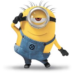 a cartoon minion is holding his head with one hand and pointing at the viewer