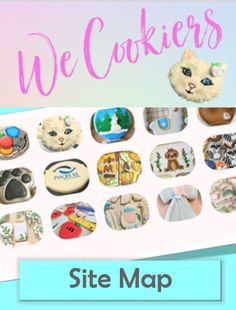 we cookers site map with images of cats and dogs on the front, including cookies