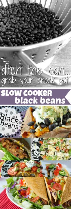 a collage of photos showing different types of black beans and how to cook them