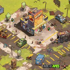 an image of the game's location with cars, trucks and other vehicles around it