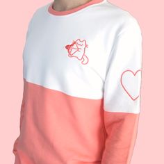 Final sale - will not be restockedThis comfy crewneck sweatshirt features embroidery on the chest as well as on both sleeves. The material is 100% cotton. Please see last image for size chart (measurements of garment laid flat)! Flat Chested Outfits Aesthetic, Flat Chested Outfits, Soft Boy Aesthetic, 80s Inspired Outfits, Pastel Outfits, Love Shot, Scum Villain, Adopt Idea, Comfy Crewneck