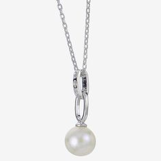 Pearl Type: Cultured Freshwater PearlsFeatures: Quick ShipJewelry Closure: Spring Ring ClaspStone Cut: RoundPearl Size: 7.5-8mmMetal Color: YellowChain Length: 18 InchPendant Length: 13.5mmPendant Width: 6mmChain Construction: CableCare: Wipe CleanStone Type: 3 Lab Created SapphireBirthstone: June BirthstoneMetal: Sterling SilverNecklace Type: Pendant NecklacesCountry of Origin: Imported Round Pearl Chain Jewelry, Pearl White Jewelry With Lobster Clasp, Classic White Metal Necklace, Metal Pearl Charm Necklace, White Pearl Necklace With Chain, White Round Pearl Necklace, Metal Pearl Drop Necklace, Pearl White Jewelry With Pearl Pendant, Pearl Dangle Jewelry With Lobster Clasp