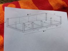 an image of a drawing of a box on top of a towel with numbers and measurements