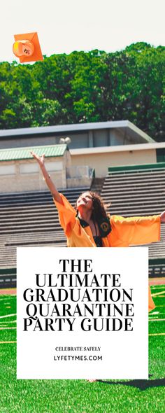 a girl in an orange shirt is flying a kite on the grass near some bleachers