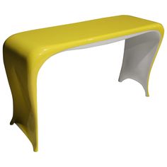 a yellow and white bench on a white background