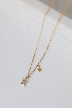 Aria Gold Rhinestone Star Charm Necklace Simple Gold Chain, Cute Necklaces, Star Charm Necklace, Necklace Cute, Gold Charm Necklace, Gold Rhinestone, Cute Necklace, Star Charms, Ring Necklace