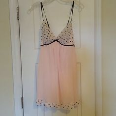 Pink With Black Polka Dots Lined Baby Doll Nightie. Never Worn. 29" Overall, Skirt 21". Aesthetic Intimates, Overall Skirt, Black Polka Dot, Baby Doll, Night Gown, Women's Intimates, Women Fashion, Baby Dolls, Overalls