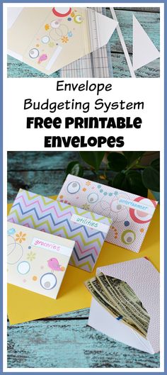 envelopes and cards with text that reads envelope budgeting system free printable envelopes