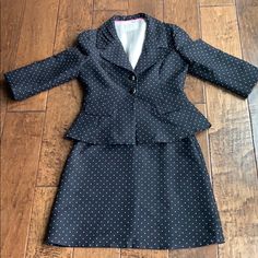 Kate Spade Suit Excellent Condition, Minimal To Zero Signs Of Wear Shell: 69% Cotton, 24% Silk, 7% Polyester Lining 100% Acetate. Jacket Is Size 6 Subtle Pleating On The Collar Two Functioning Pockets 3/4 Length Sleeves Pit To Pit 18in Waist 15in Skirt Is Size 4 Waist 13.5 In Hip 19.75in Length 20in One Tiny Pull In The Fabric In The Back Of The Skirt Questions? Leave A Comment Below! Fitted Lined Skirt Suit For Workwear, Elegant Fitted Lined Skirt Suit, Fitted Silk Skirt Suit With Long Sleeves, Fitted Silk Skirt Suit For Work, Skirt Sets, Black Cream, Skirt Set, Length Sleeve, Kate Spade