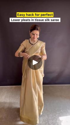 149K views · 2.5K reactions | https://www.instagram.com/reel/DC_AuLYtI3m/?igsh=MWNmaHlmc3Q5NHdndg== If you have difficulty in making lower pleats in tissue silk saree then after you learn this Hack , you’ll always end up making perfect lower pleats in tissue fabric saree 💕Loving This Banarasi tissue silk saree that is a masterpiece of heritage and luxury, perfect for creating unforgettable moments. Its delicate sheen and intricate craftsmanship makes it a treasure to behold, celebrating the grace and beauty of Indian textiles. 💛 Received this beautiful golden saree from @azra_silk_fabrics Check out their page for more such beautiful collection. #TissueSilkBeauty #TraditionWithStyle” | Gehani Heena | Facebook