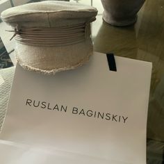 Darling Ruslan Baginskiy Beige Linen Bakers Hat - Tags Attached - Never Worn Designer Beige Brimmed Hat, Bakers Hat, Shopping Cart, Women Accessories, Size Medium, Tags, Hats, Women Shopping, Clothes