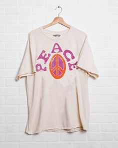 Peace Sign Off White Thrifted Tee - shoplivylu Sign Off, Peace Sign, Vintage Denim, Aesthetic Clothes, Style Me, What To Wear, Long Sleeve Tshirt Men, Shirt Designs, Summer Outfits