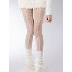 Lolita White Lace tights Add a touch of kawaii to your outfit with our Lolita White Lace tights. Made with delicate lace, these tights are perfect for adding a flirty and feminine touch to any ensemble. Comfortable and stylish, they'll be sure to elevate your look. Material: ChinlonDenier: 20DColor: Milk white, Black Cute White Stretch Hosiery, Cute Stretch White Hosiery, Feminine Fitted Thigh High Hosiery, Cute Stretch Stockings For Winter, Feminine White Legwear For Spring, Feminine Thigh High Stretch Legwear, Cute Fitted White Hosiery, Cute Thigh High Fitted Stockings, Cute Stretch Winter Stockings