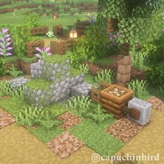 an image of a garden in minecraft