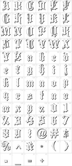 the different types of calligraphy written in cursive writing, including letters and numbers