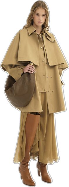 Chic Oversized Cape For Workwear, Chic Oversized Workwear Cape, Modern Cape For Workwear In Fall, Modern Fall Cape For Workwear, Oversized Beige Cape Outerwear, Chic Oversized Gabardine Outerwear, Order Online, Parka, Chloe