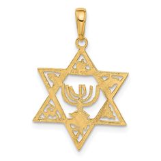 14K Star of David w/Menorah PendantPure gold (fine gold) is softer than pure silver but harder than tin. Its beauty and luster are unmatched by any alloyed gold. The extreme malleability, ductility, and softness of pure gold make it practically useless for jewelry applications. Alloying elements (other metals) are added to gold to increase the toughness and hardness of the gold alloy. While almost any metal can be alloyed (melted) with gold, only certain metals will not dramatically change the c Round Wedding Band, Gold Alloys, Rose Jewelry, Yellow Tones, Menorah, Star Of David, Gold Polish, Gold Star, Pure Gold