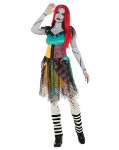 a woman with red hair and makeup is dressed in a costume that looks like she's holding her hand up to her face