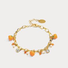 Selenichast Fruits Bracelet, Enamel Orange Bracelet, 18K Gold Bracelet, Beaded Bracelet, Affordable Jewelry for Women, Birthday Gift for Women Orange Accessories, Orange Jewelry, Orange Bracelet, 18k Gold Bracelet, Fruit Jewelry, Birthday Gift For Women, Gold Bead Bracelets, Women Birthday, Funky Jewelry