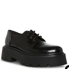 Size 6.5 Black Leather Platform Brand New Edgy Heels For Work, Edgy Black Heels For Work, Trendy Leather Low-top Heels, Edgy Round Toe Heels For Workwear, Trendy Low-top Leather Heels, Edgy Round Toe Heels For Work, Platform Shoes Black, Outfit Pieces, Platform Shoe