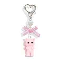 a key chain with a pink teddy bear attached to it