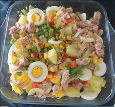 an egg, meat and vegetable dish in a plastic container