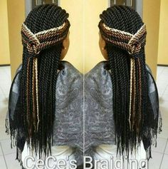 Twist With Color, Box Braid Hairstyles, Braid Twist, Senegalese Twist Braids, New Natural Hairstyles, Senegalese Twists, Braided Hairdo