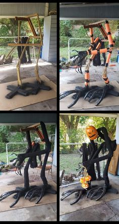 four pictures of halloween decorations in the shape of people