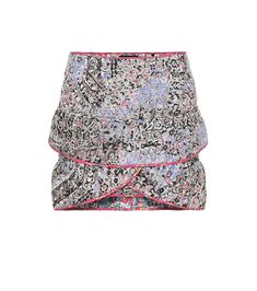 Let the pretty floral print seen on Isabel Marant's Fanulia miniskirt elevate trusted summer staples. Crafted from a breathable cotton and linen blend, the blue and pink design is shaped to a flattering tiered silhouette that ends with a tulip hemline bordered by pink trim. | Isabel Marant Fanulia floral cotton-blend miniskirt Georgette Skirt, Wool Pencil Skirt, Pink Trim, Ag Jeans, Christopher Kane, Cropped Tops, Pink Design, Summer Staples, High Rise Denim