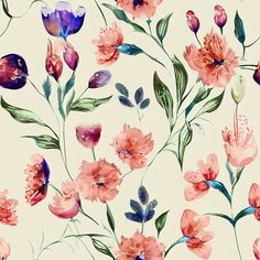 watercolor flowers and leaves on a white background