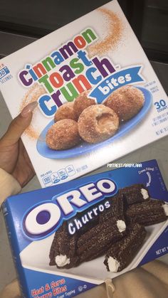 two boxes of oreo churros and cinnamon toasted crunch bites