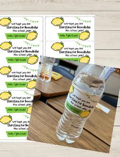 water bottle labels with lemons on them