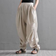 Linen Harem Pants, Cargo Work Pants, Elephant Pants, Make Your Own Clothes, Hippie Pants, Trousers Pants, Loose Pants, Casual Trousers, Women Pants Casual