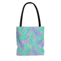 Nautical tote bag, palm tree fabric in green and pink. It's a carry all bag, beach tote bag, or travel bag. Use it for a work bag or school bag. Personalized bridesmaid gift or wedding gift. This versatile tote bag can be used to carry all your daily essentials. Lilly Sea Breeze All over print provides comfort with style at the beach or out in town. Made from reliable materials, lasting for seasons. 100% Polyester body. Extremely strong and durable synthetic fabric that retains its shape and dri Palm Tree Fabric, Tree Fabric, Vacation Bag, Everyday Handbag, Personalized Backpack, Summer Tote, Bag School, Personalized Bridesmaid Gifts, Personalized Tote Bags