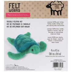 the felt works kit includes a green turtle