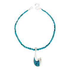 Jay King Gallery Collection Andean Blue Turquoise Pendant-Necklace  Elevate your everyday style with this contemporary turquoise pendant and beaded necklace combo. The handcrafted pieces feature beautiful turquoise sourced from the Andean mountain region of Chile. Part of Jay's exclusive Gallery Collection.       Pendant approx. 2-5/8"L x 1-1/8"W      Approx. 18"L x 5/16"W with 2-3/4" extender     Stamped .925     Pendant: wide, tapered bail     Sterling silver, hook-shaped pendant has hook-shap Turquoise Teardrop Pendant Necklace With Gemstone Beads, Blue Turquoise Pendant Necklace With Lobster Clasp, Artisan Turquoise Teardrop Pendant Necklace, Turquoise Natural Stones Teardrop Pendant Necklace, Turquoise Beaded Teardrop Pendant Necklace, Turquoise Teardrop Pendant With Natural Stones, Turquoise Necklace With Large Pendant And Round Beads, Turquoise Pendant Necklace With Polished Beads, Turquoise Beaded Pendant Necklaces With Polished Beads