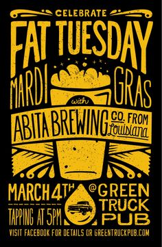 Poster promoting Abita Tap takeover at Green Truck Pub Beer Event Poster, Brewery Poster Design, Pub Poster Design, Bar Event Poster, Oktoberfest Poster, Food Event Poster, Pub Branding, Beer Typography, Beer Poster Design