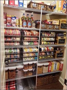 the pantry is stocked with all kinds of food