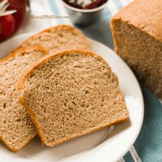 slices of whole wheat bread on a white plate