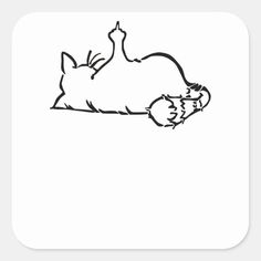 a black and white drawing of a cat laying on it's back with its head down