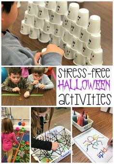 Low Prep Steam Activities, Halloween Stations First Grade, Halloween Class Party Games 2nd Grade, Halloween Craft For 2nd Grade, Halloween Classroom Activities 3rd Grade, Halloween Stem Activities Elementary, Halloween Gross Motor, Halloween Class Party Ideas, Halloween Stations