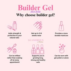 "What are the benefits of builder Base (BIAB)?" Builder base has taken the nail industry by storm is recent years and we have put together this simple visual to help you understand the benefits of this revolutionary treatment 💗 #biab #builderbase #nailtech #nails Athlone #naturalnails Nail Artist Bio Ideas, Nail Business Instagram Bio, Nail Technician Knowledge, Builder Gel Nail Ideas, How To Become A Nail Technician, Beginner Nail Tech Instagram Bio, Different Types Of Nail Services, Nail Content Ideas, Nail Aftercare