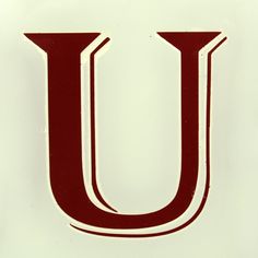 the letter u is painted red and white